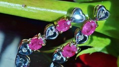 14k multi tone gold 1.03ct natural dia dangle earrings ruby heart treated 2.27gr