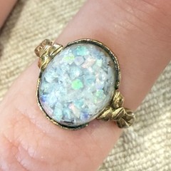 Vintage C&C Clark Coombs 10k Gold Filled Victorian Style Ring Faux Opal Size 5.5
