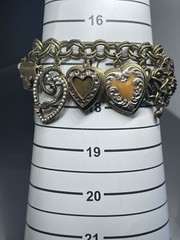 VTG Signed Sweet Romance USA Hearts Charms Lockets USA 6.6” Chain Bracelet NWT