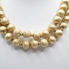 Crown Trifari Vintage Double Strand BB Necklace Shimmery Texture MCM