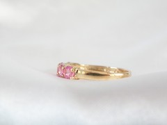 Vintage Sterling Silver 925 Gold on Pink Topaz 5 Stone Ring Size 9