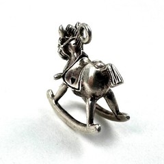 .925 Sterling Silver Charm – Tiny Rocking Horse – Tested Very Good Condition