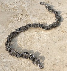✨VINTAGE Sterling Silver MARCASITE Floral 🌺Tennis Bracelet 🌟ESTATE Jewelry🌟