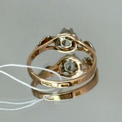 Vintage Original Rose & White Gold Cubic Zirconia Ring 585 14K 2.43 g. 7 1/4 US