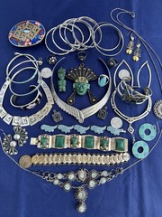 Vintage Jewelry Lot Mexico Alpaca Boho Ethnic Tribal Runway 30 Pc Bracelet Nlace