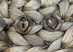 Vintage Mid Century Mod Southwest Good Luck Symbols Copper Bracelet 7 3/4”