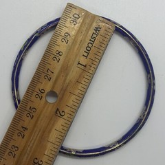 VTG CHINESE EXPORT CLOISONNE COBALT BLUE ENAMEL BANGLE BRACELET PINK FLOWERS