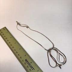 Vintage Napier Necklace Silver Tone Bow Herringbone Chain 90s Statement
