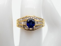 $7000 3.50ct Natural ROYAL Blue Sapphire VS G Diamond 18k Yellow Gold Ring Band