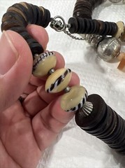Vintage Necklace Chunky Coconut Shell Beads Glass Plastic Metal