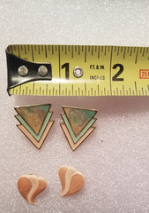 Vintage Retro MCM Earrings 2 Pair Pastels Enamel Colors Pierced Post