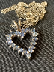London Blue Topaz & Sterling Silver Open Heart Pendant Necklace Heart Jewelry 1″