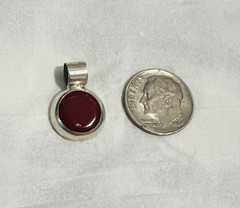 Red Gemstone Pendant From Mexico 925 Silver 3/4 Inches Long 1/2 Inch Wide ￼￼