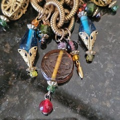 Charm Necklace Chunky Chain Glass Bauble Bead 19″