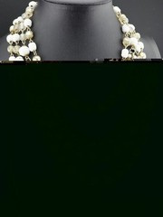 Vintage W Germany Milk Glass Faux Pearl Multi Strand Statement Necklace 90g…