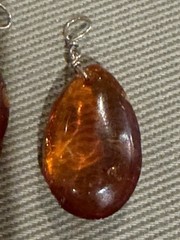 Pair of Vintage Amber Tear Drop 1.25” Pendants – Earrings?