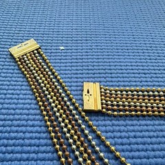 Vintage 1930s Art Deco multi-strand ball chain necklace and bracelet set.