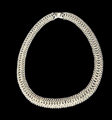 Infinity Link Curb Basketweave Chain Collar Necklace Silver Tone Metal