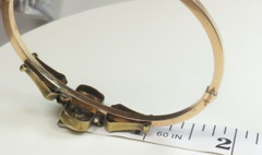 Victorian 3 Leaf Clover Etruscan Bangle Bracelet 20/12K Rose/Green Gold 6.25″