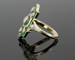 1.85Ct White Round CZ Vintage Art Deco Ring In 14K Yellow Gold Plated 925 Silver