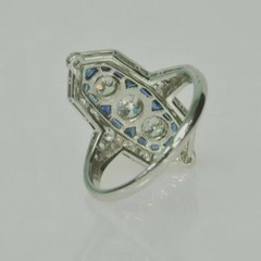 Art Deco Vintage Style Lab Created Diamond 14K White Gold Finish Engagement Ring