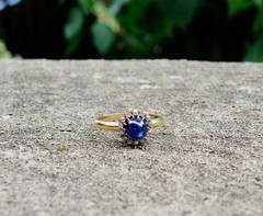 Antique Edwardian Era 18k Gold Sugarloaf Sapphire Diamond Cluster Ring