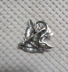 Signed SC Vintage Sterling Silver Wolves Howling At The Moon Brooch