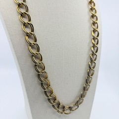 Necklace Vintage Gold Tone Double Oval Link Chain Statement Bold Chunky Retro