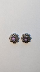 Vintage Sterling Silver Amethyst Open Work Flower Earrings