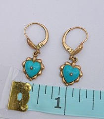 Vintage 14k Yellow Gold Franz Breuning Dangle Heart Earrings 1.1g