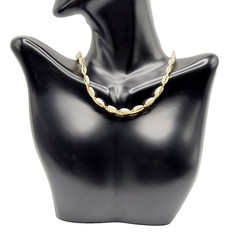 Choker Polished Rice Pearl Gold Tone Braided Chain Pearl Necklace Korea 16 Inch
