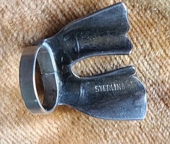 Vintage 1930’s Sterling Silver Cowboy Chaps Scarf Bandana Ring Americana