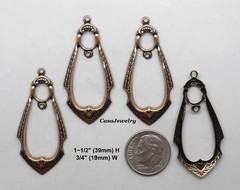 #1128 ANTIQUED GOLD OPEN DROP W/CENTER STATION & TOP HANG RING – 6 Pc Lot