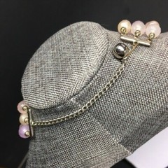 Graduated Triple Strand Necklace Lilac Purple Pearl Silver Round Faceted Vintage