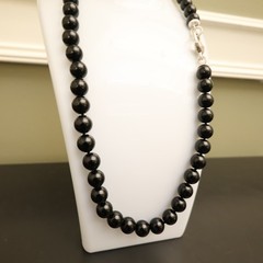 Judith Ripka necklace black onyx sterling silver 925 clasp DMQ signed 20 in
