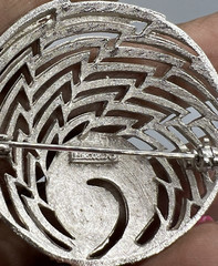 Vintage 60s 70s Corocraft Brooch 1.75“ Across Signed Openwork Textured