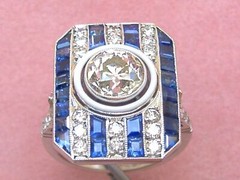 2.45Ct White Round & Blue Princess CZ Vintage Ring In 925 Sterling Silver