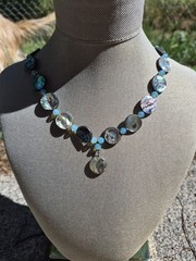 Vintage Abalone Shell And Crystal Necklace. One Of A Kind.
