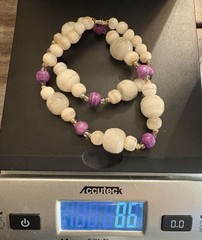 Vintage 1970s-1980s 18” Beaded Necklace Natural Banded Agate Amethyst, Estate