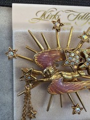Jw1 Unique Kirks Folly Fairy Flying Angel Star Rhinestone Pin Brooch K175