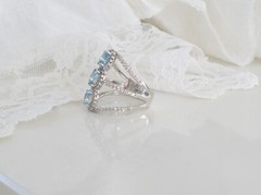 New Natural Blue Topaz Modern Sterling Silver 925 Ring Size 7