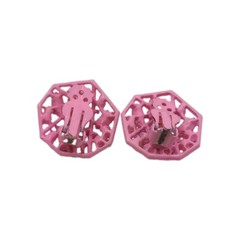 Vintage Pink Enamel Openwork Filigree Rhinestone Cage Earrings Octagon Clip-On