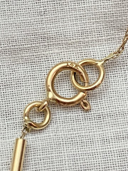 Vintage Peter Bram? 17″ 14K Gold Tube Bead & 5mm Pearl 10K Chain Necklace 5.7g