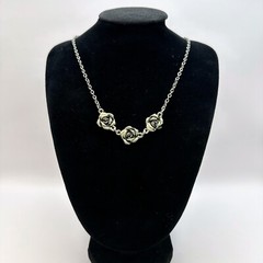 Y2K Pewter Floral Rose Charm Boho Chic Romance Witch Nature Goth Necklace Prom