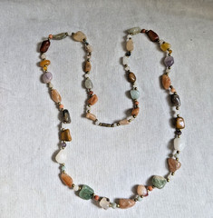 Vintage 35″ Polished Nugget Style Polished Stone Necklace