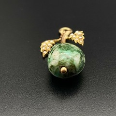 Vintage British 15CT 15K Yellow Gold Pearl Green Stone Pendant
