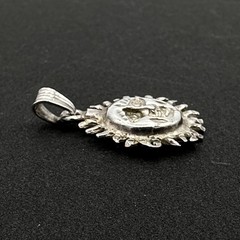 SUN FACE sterling silver pendant – vintage Mexican artisan-made 1-1/8″ signed