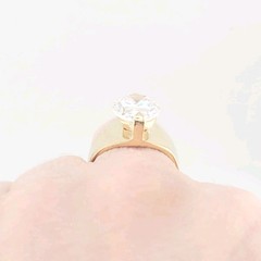 Vtg Sz 8 Ring ESPO Lg Oval Cubic Zirconia 14KGE Gold Electroplated Jewelry