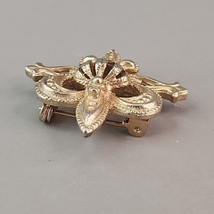 Vintage Watch Fob Brooch Pin Fleur De Lis Gold Tone 1 1/8″