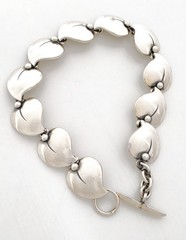 Niels Erik From of Denmark Sterling Flora Fauna Link Bracelet Circa 1940s/1950s
